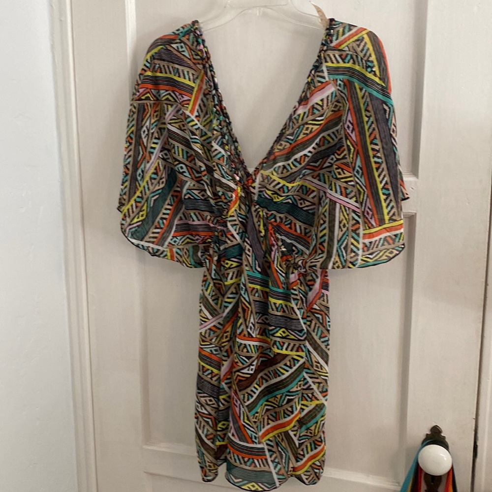 Multi colored beach cover up worn once EUC